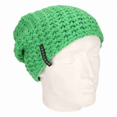 Basis wintermuts beanie limegroen kopen