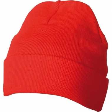 Warme basic winter mutsen rood dames kopen
