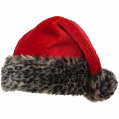 X stuks kerstmutsen luipaard bontrand maat kopen