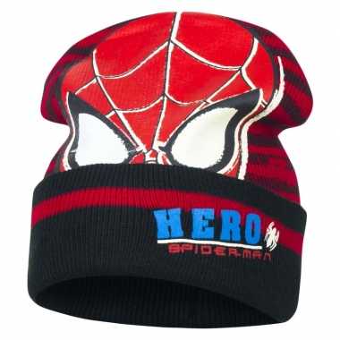 Zwart/rode spiderman skimuts jongens kopen