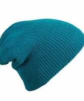 Basis wintermuts lange beanie petrol dames kopen
